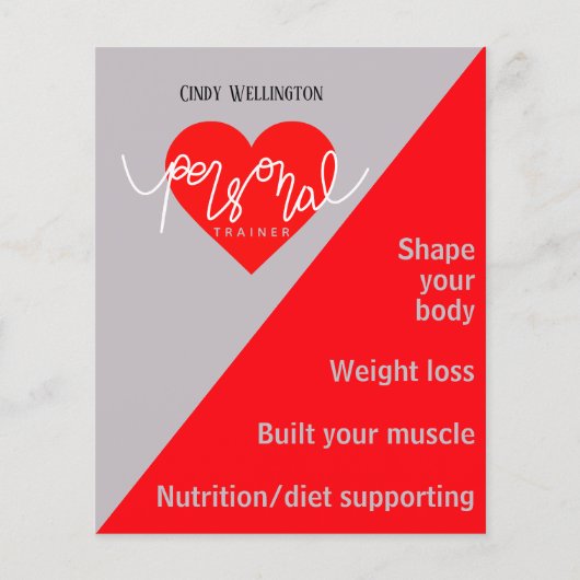 Roter grauer Herzfrequenz-Personal-Trainer Flyer (Vorne)