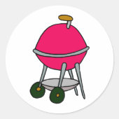 Roter Grill Runder Aufkleber (Vorderseite)