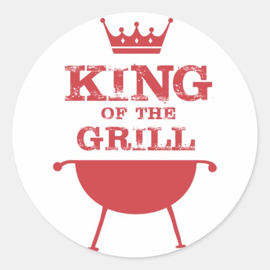 Roter Grillkönig Runder Aufkleber (Vorderseite)