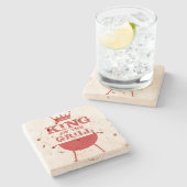 Roter Grillkönig Steinuntersetzer (Seitenansicht)