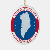 Roter Grönland Karte Runde Emblem Keramik Ornament (Rechts)
