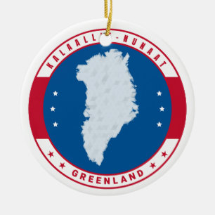 Roter Grönland Karte Runde Emblem Keramik Ornament