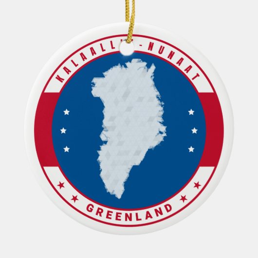 Roter Grönland Karte Runde Emblem Keramik Ornament (Vorne)