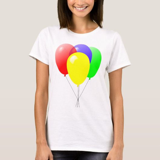 Roter grün-blauer und gelber Ballon-Entwurf T-Shirt (Vorderseite)