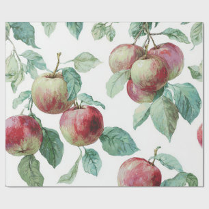 Roter Grüner Apfel Frucht Muster Aquarell Rustikal Geschenkpapier