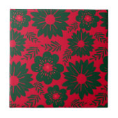 Roter grüner Aquarell-Blumen- Fliese (Vorderseite)