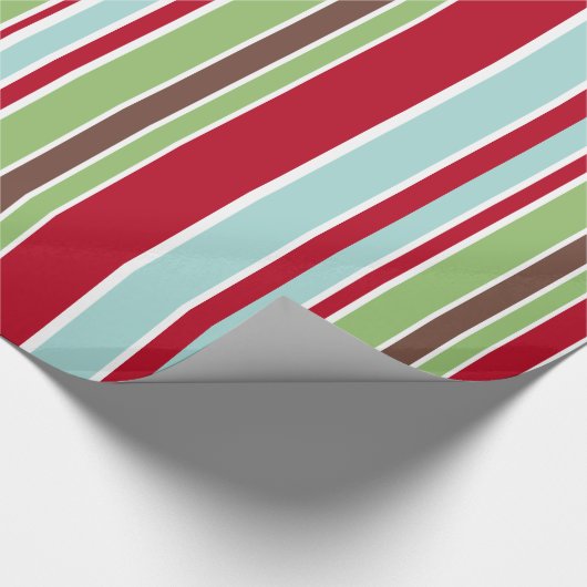 Roter, grüner, blauer und brauner Streifen Geschenkpapier (Ecke)