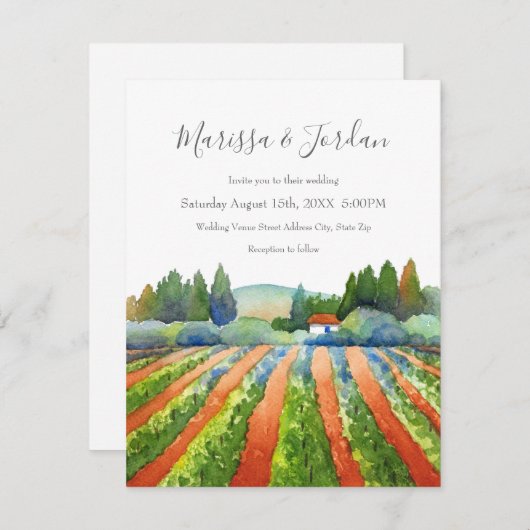 'Roter grüner Blauer Weingarten' Einladung (Vorne/Hinten)