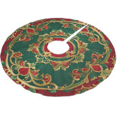 Roter Grüner Blumenrock dekorativer Holiday Tree S Polyester Weihnachtsbaumdecke (Schrägansicht)