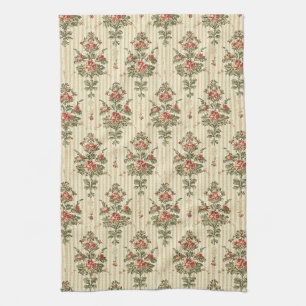 Roter grüner Damast Vintage-Ornament klassisch Geschirrtuch