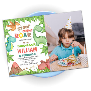Roter Grüner Dinosaurier Geburtstag Einladungen mi