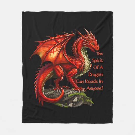 Roter grüner Drache, Geist kann in jedem leben Fleecedecke (Vorderseite)