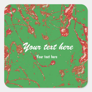 Roter grüner Glitzer Paint Holiday Party-Aufkleber Quadratischer Aufkleber