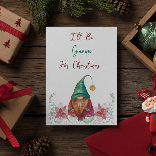 Roter grüner Gnom Hohlbeere Weihnachtsstern Aquare Einladung