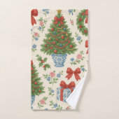 Roter grüner Grandmillennial Floral Holiday Badhandtuch Set (Handtuch)