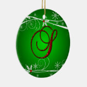 Roter grüner Holly Anfangsbuchstabe S Weihnachtsba Keramikornament (Rechts)