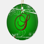 Roter grüner Holly Anfangsbuchstabe S Weihnachtsba Keramikornament (Links)