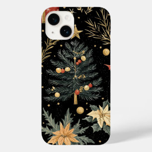 Roter grüner Holly Weihnachts-Holzkohle-Muster Case-Mate iPhone 14 Hülle