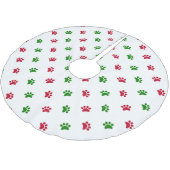 Roter grüner Hundetatzen-Weihnachtsbaum-Rock Polyester Weihnachtsbaumdecke (Schrägansicht)