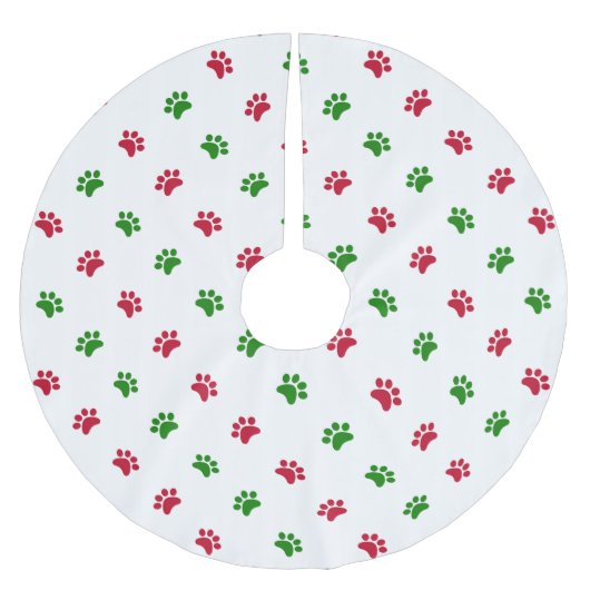 Roter grüner Hundetatzen-Weihnachtsbaum-Rock Polyester Weihnachtsbaumdecke (Vorderseite)