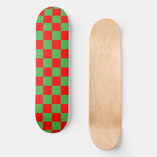 Roter grüner Karo Prüfmuster Skateboard (Vorderseite)