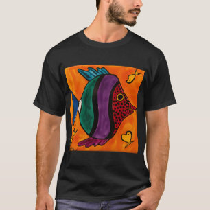 Roter Grüner Lila & Blauer Fisch T-Shirt