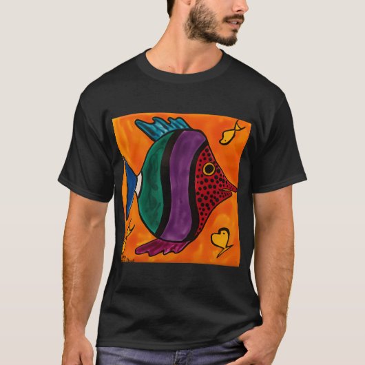 Roter Grüner Lila & Blauer Fisch T-Shirt (Vorderseite)