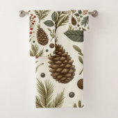 Roter grüner Pine und Berry Holiday Rustikale bota Badhandtuch Set (Insitu)