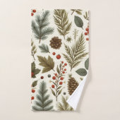 Roter grüner Pine und Berry Holiday Rustikale bota Badhandtuch Set (Handtuch)
