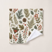 Roter grüner Pine und Berry Holiday Rustikale bota Badhandtuch Set (Waschlappen)