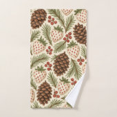 Roter grüner Pine und Berry Holiday Rustikale Wass Badhandtuch Set (Handtuch)