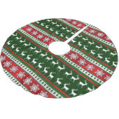 Roter, grüner Rentiersnowflake Polyester Weihnachtsbaumdecke (Schrägansicht)