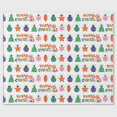 Roter grüner Rosa Handgezeichneter Stil in Weihnac Geschenkpapier (Flach)