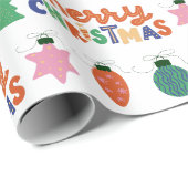 Roter grüner Rosa Handgezeichneter Stil in Weihnac Geschenkpapier (Rolleneckpunkt)