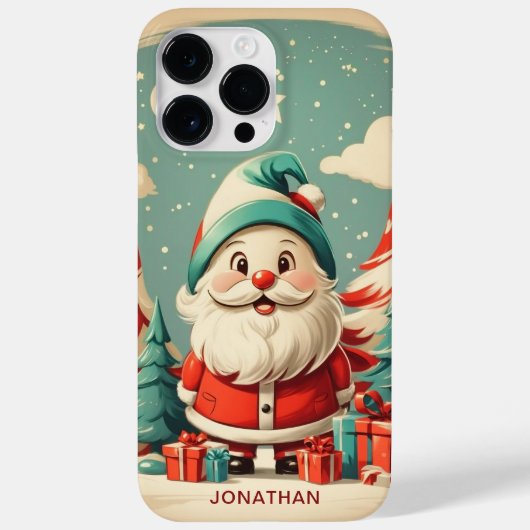 Roter grüner süßer Weihnachtsmann personalisiertes Case-Mate iPhone Hülle (Rückseite)