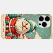 Roter grüner süßer Weihnachtsmann personalisiertes Case-Mate iPhone Hülle (Rückseite (Horizontal))
