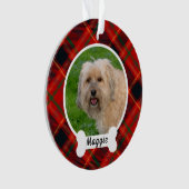 Roter grüner Tartan Karierter Hund Foto Ornament (Vorderseite)