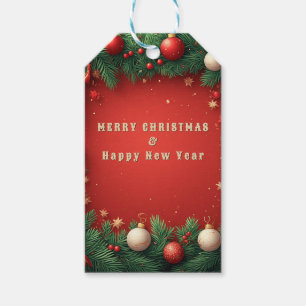 Roter grüner Weihnachtsornamentrahmen Geschenkanhänger