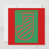 Roter grüner Weihnachtsstrumpf Save The Date (Rückseite)