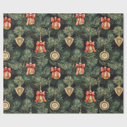 Roter grüner Western Weihnachtsbaumschmuck Geschenkpapier (Flach)