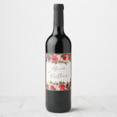 Roter grüner Winter Hochzeit Weinetikett (Vorderseite)