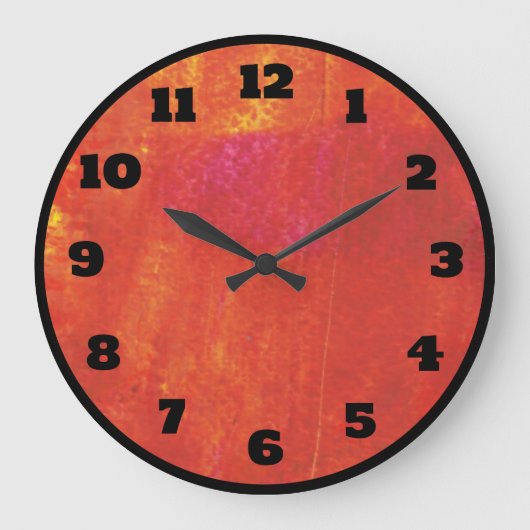 Roter Grunge-abstrakte Grafik Große Wanduhr (Vorderseite)