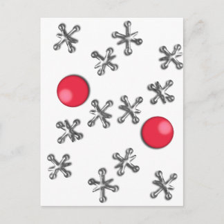 Roter Gummiball und Jacke Postkarte