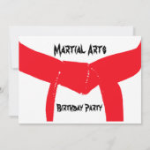 Roter Gürtel für Kampfkunst Einladung zur Geburtst (Rückseite)