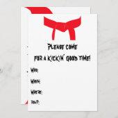 Roter Gürtel für Kampfkunst Einladung zur Geburtst (Vorne/Hinten)