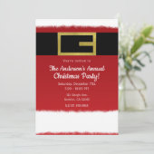 Roter Gürtel Weihnachtsmann Weihnachten Einladunge Einladung (Stehend Vorderseite)