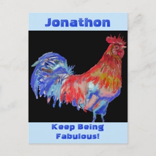 Roter Hahn Aquarell Männername Geburtstagspostkart Postkarte