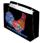 Roter Hahn Aquarell Männername Geschenk Geschenkta Große Geschenktüte (Rückseite Schrägansicht)