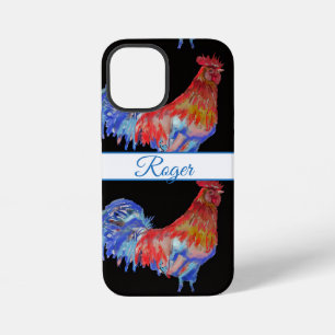 Roter Hahn Blau Aquarell Männer Name Telefon iPhone 12 Mini Hülle