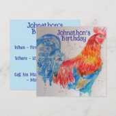 Roter Hahn Jungen Geburtstagsfeier Einladung (Vorne/Hinten)